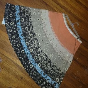 i.e Woman flowing sequins dotted/circle boho patterned midi skirt